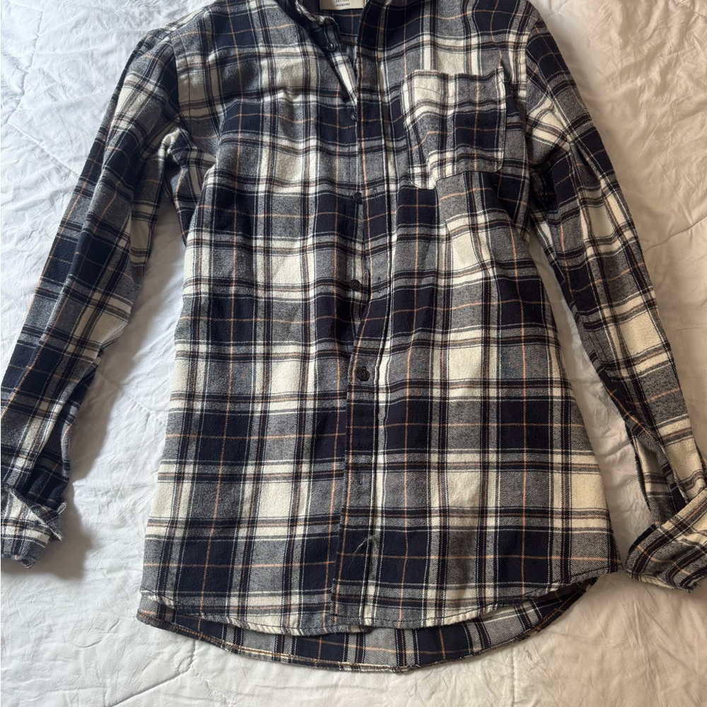 Classic Navy and White Plaid Men's Shirt